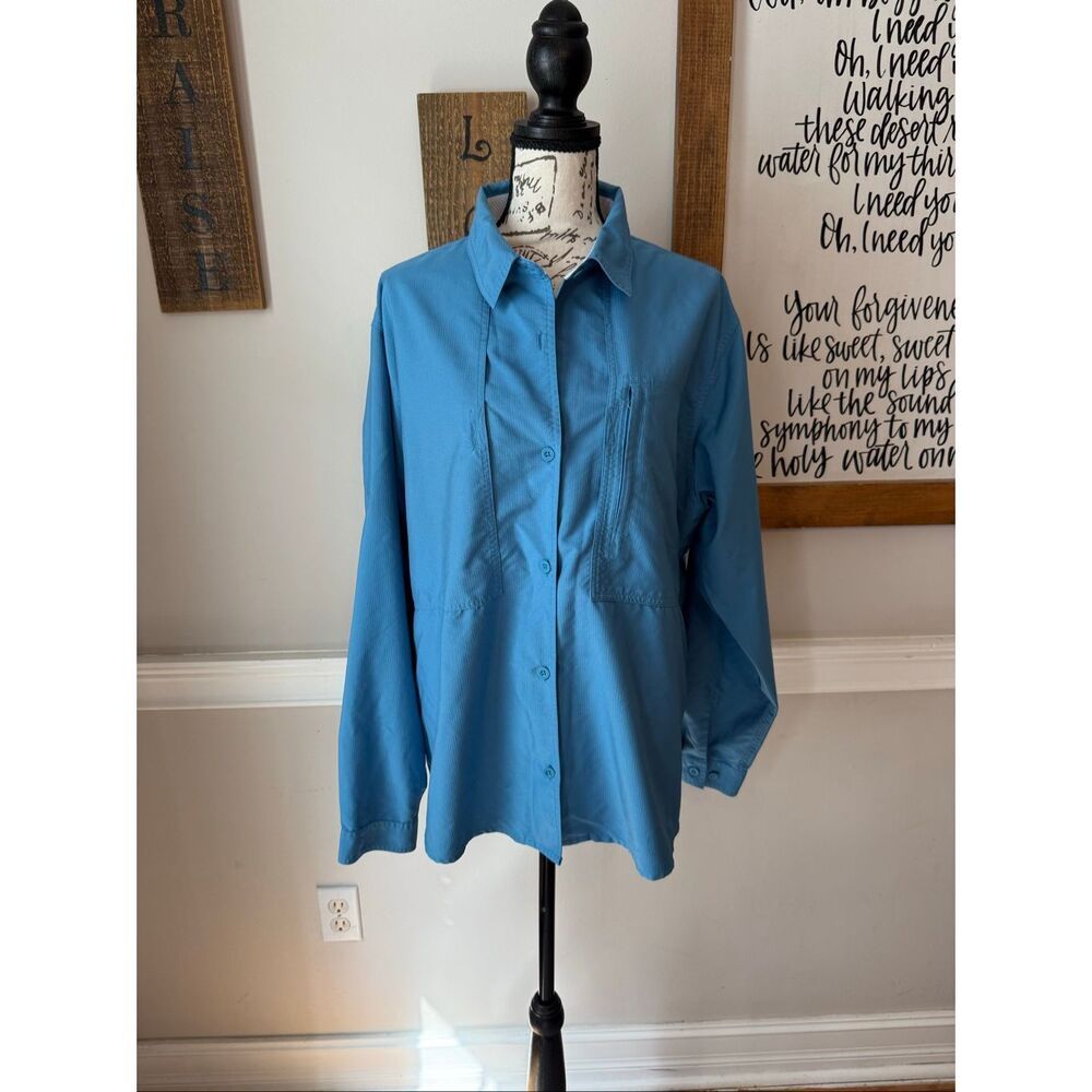 Royal Robbins Men's Long Sleeve Vented Technical Button Up Shirt Blue Size 2XL
